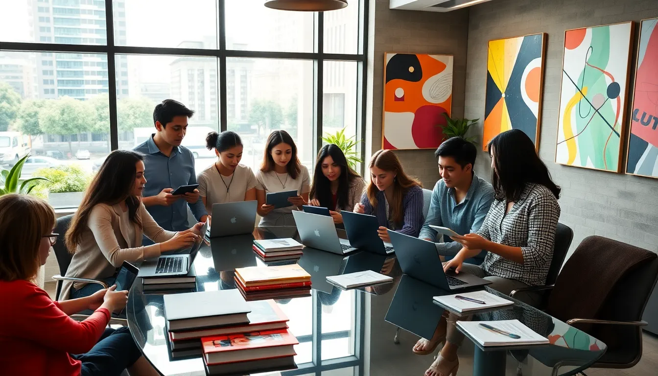 diverse professionals collaborating in a modern office on contemporary culture.